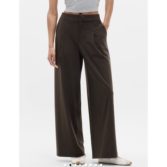 Athleta Pants - Athleta Truffle Brown High Rise Wide Leg Pleated Pinnacle Trouser Pants Size 14